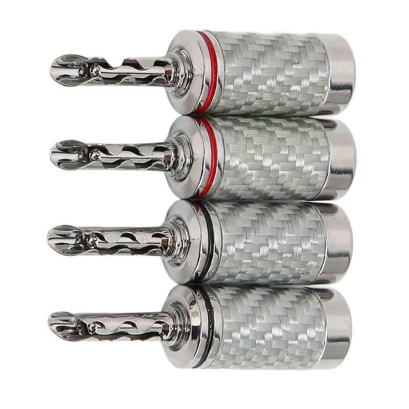 4pcs BFA Banana Plug Brass White Carbon Fiber Shell Speaker