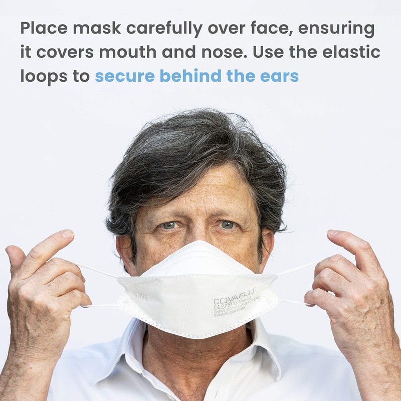 Covaflu KN95 Face Mask, Pack of 10 Masks, Cup Shaped