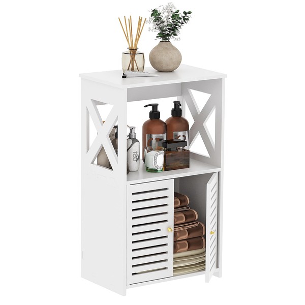 BYFU Bathroom Storage Cabinet, 3-Tier Small Floor Cabinet Freestanding Organizer
