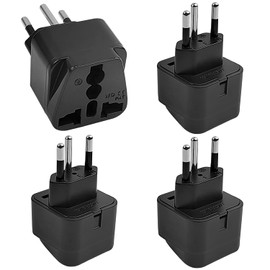 4 Stück Reiseadapter Schweiz Schwarz, Typ-J Reisestecker, EU/UK/IT auf Schweiz Adapter Steckdose, Universal Stecker auf Travel Adapter Schweiz, Schweiz Steckdosenadapter