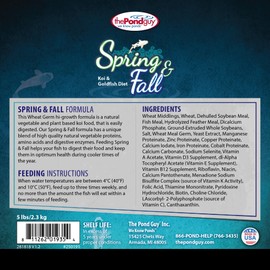 The Pond Guy Spring & Fall Wheat Germ Fish Food for Koi & Goldfish, Premium Cold Weather Floating Pellets, Healthy Formula for Winter Nutrition, 40 lbs