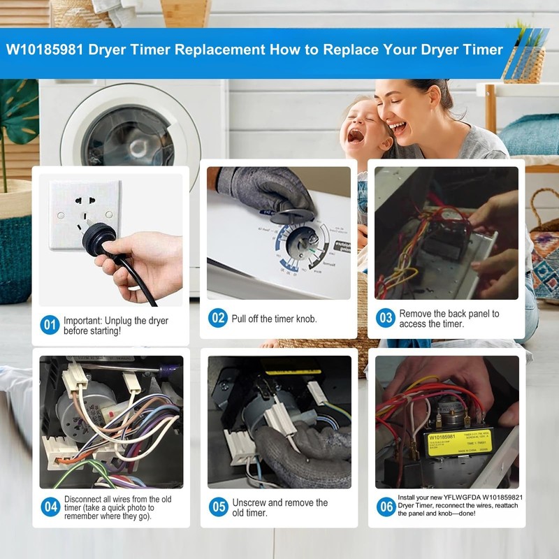 W10185981 Dryer Timer, WPW10185981 Dryer Timer Compatible with Whirlpool, Maytag,