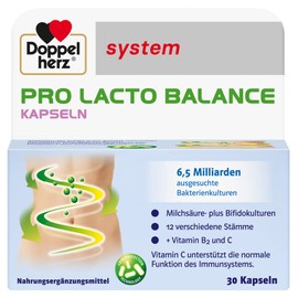 Doppelherz System Pro Lacto Balance – Strengthen Immune System – 12 Selected Lactic Acid Plus Bifido Cultures – 30 Capsules