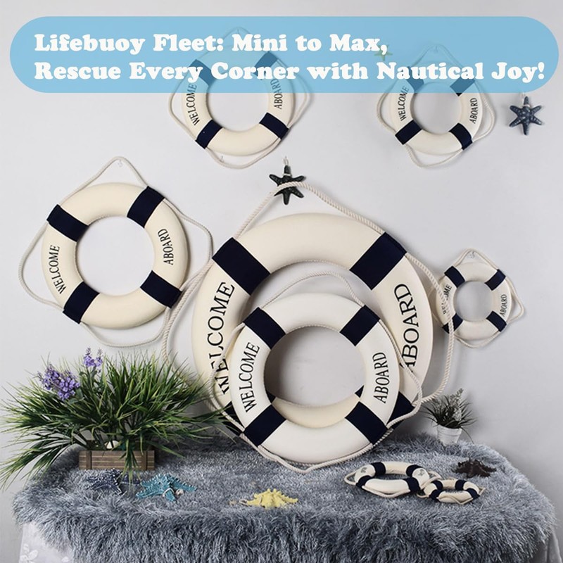 MorroMorn Lifebuoy Wall Hanging Decor - Welcome Aboard Mediterranean Style