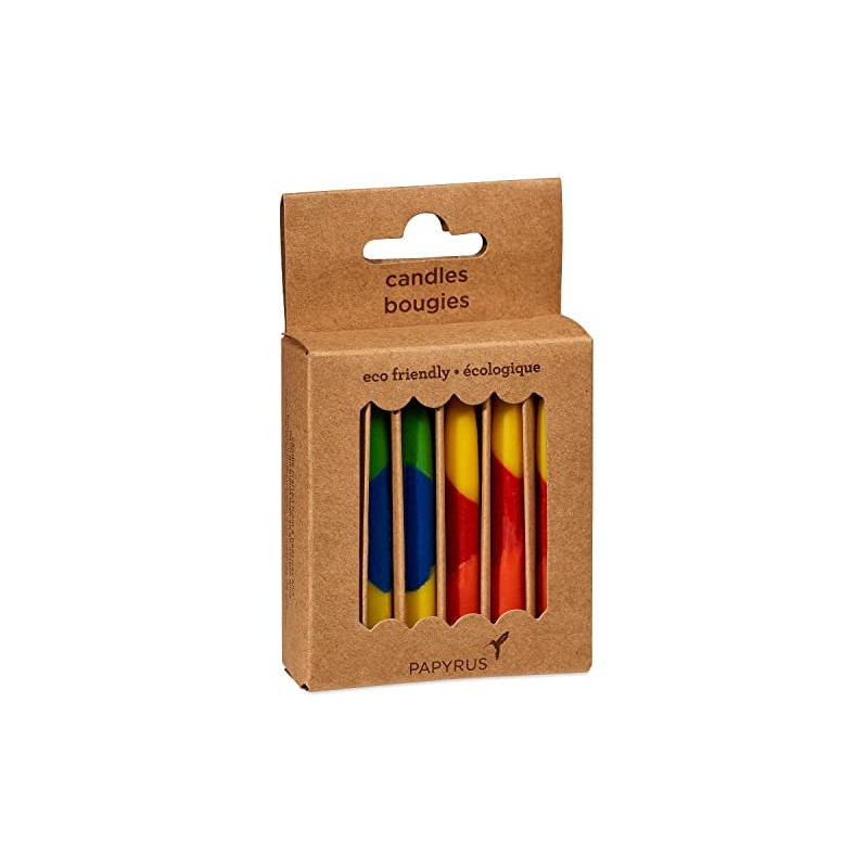 Papyrus Eco-Friendly Birthday Candles, Layered Primary Colors (12-Count)