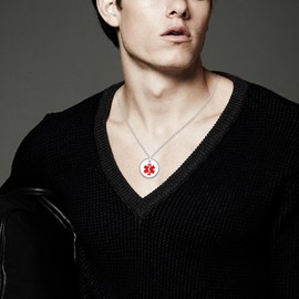 JunyiDIY Epilepsy Medical Necklace Quick Response Durable Waterproof ID Life Alert Medical Jewelry for Him Her YA4678