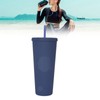 Coffee Tumbler with Lid and Straw Matte Dark Blue Double