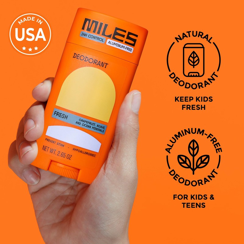 Miles Kids Deodorant for Boys and Girls - Aluminum Free