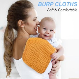 FENQURO Bearmoss Molleton Cloths Baby Muslin Cloths Baby Muslin Cloths 100% Cotton Soft Burp Cloths Baby Absorbent Muslin Cloths Pack of 6 50 x 25 cm for Boys Girls