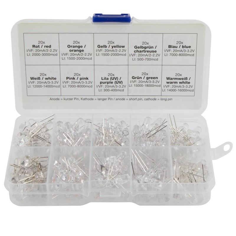 SeKi LED Assortment with 200 Pieces 5 mm LEDs -
