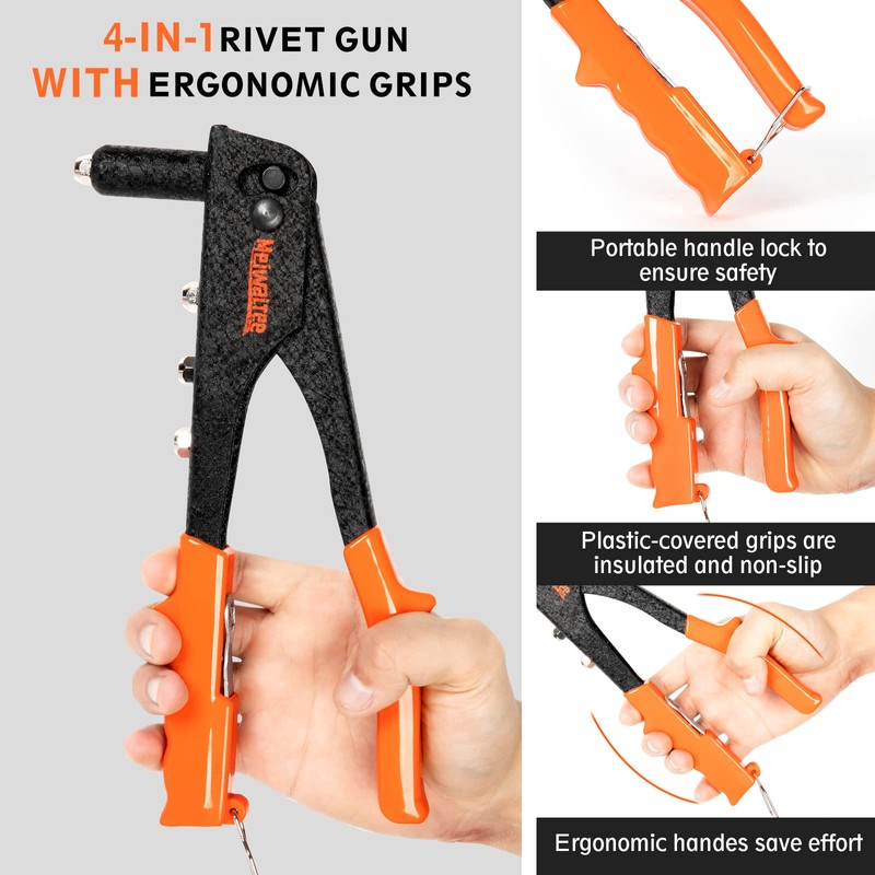 Meiwaltee Blind Riveter Set 4-in-1, Riveter Set with 200 Rivets