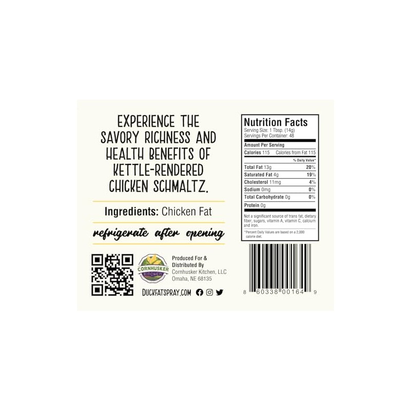 Cornhusker Kitchen Premium Rendered Tub 1.5lbs (Chicken Fat)
