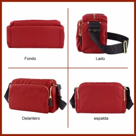 HH Bolso Bandolera Moda Bolso Cruzado De Nylon Rojo Para Mujer