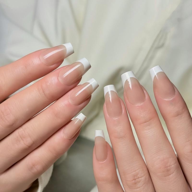 【NEW ARRIVALS!】 Press on Nails French Tip Bling Coffin Short