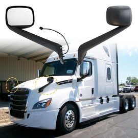 Hood Mirror for FREIGHTLINER CASCADIA, Heated Hood Mirror Assembly for FREIGHTLINER CASCADIA 2018+ (Painting (Black), Right)