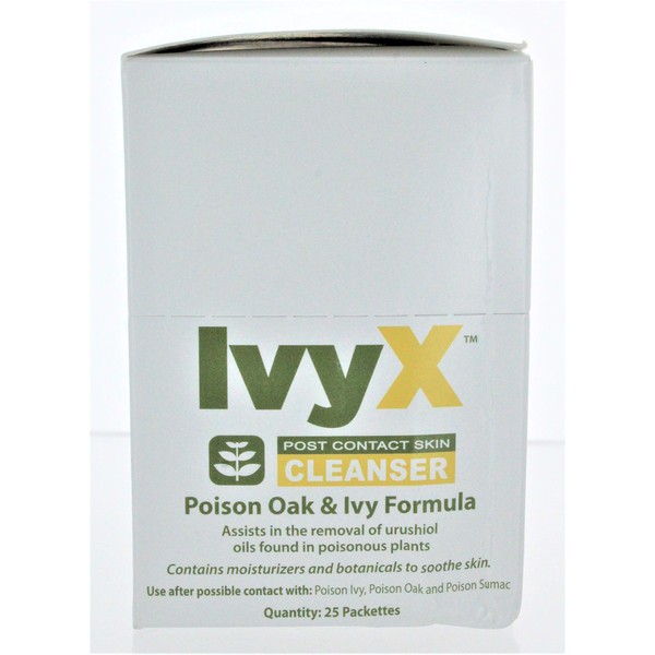 IvyX Poison Ivy and Oak Post Skin Towelettes, 25 Packettes