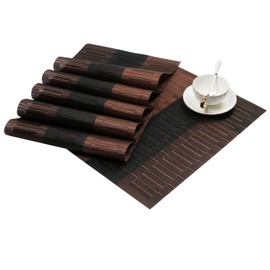 SHACOS Placemats Set of 4 Woven Vinyl Table Mats Place Mats for Dining Table Heat Resistant Wipe Clean (4, Ombre Coffee Black)