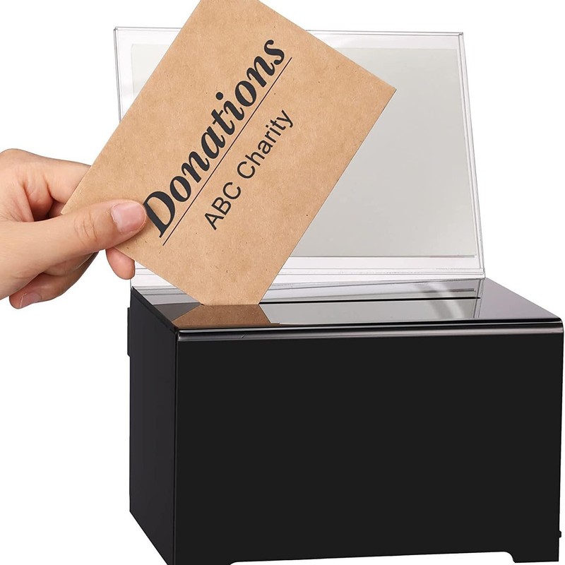 Lockable Donation Box, 15.7 x 11.5 x 10.2 cm, Secure