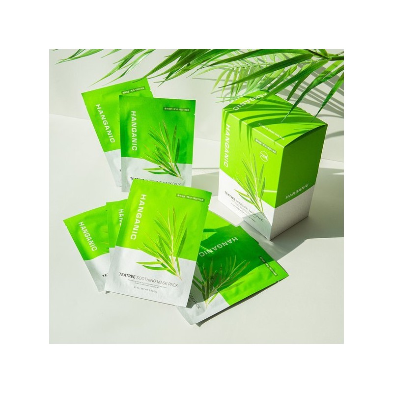 Hanganic 티트리 진정 마스크팩 100매 Tea Tree Soothing Mask Pack