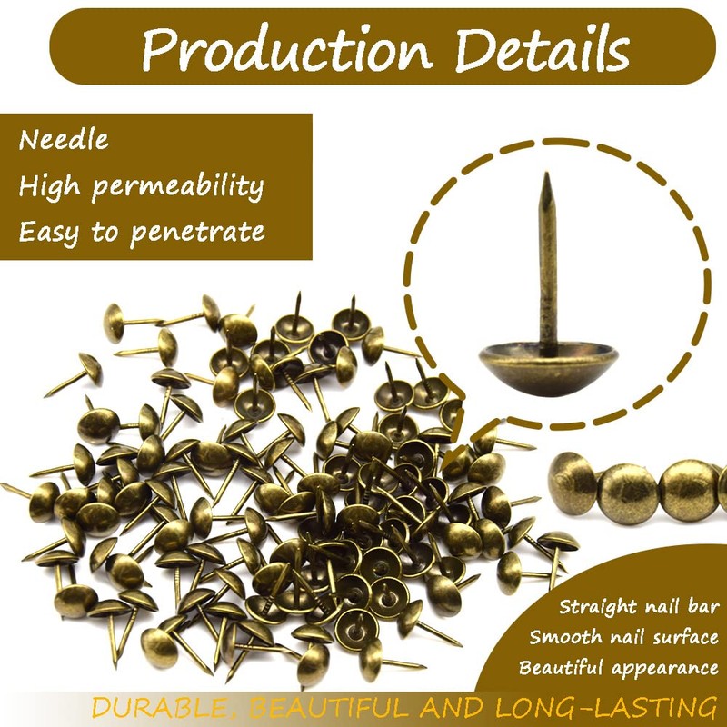 Ruidee 200 PCS Antique Upholstery Tacks,Upholstery Tacks Pins,Furniture Decorative Thumbtacks,Tacks