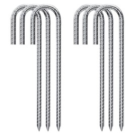 Heavy Duty Tent Pegs 12 inch, Galvanised Steel Ground Pegs, Rust-Proof & Durable Trampoline Tents Ground Anchor Rebar Stakes for Camping Tents, Trampolines (J-Shaped)