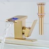 AVSIILE LED Bathroom Sink Faucet, Brushed Gold Waterfall Single Hole