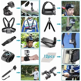 KLIOMAX 50 in 1 Action Camera Accessory Kit Compatible with GoPro Hero 12 11 10 9 DJI OSMO 4 3 2 Insta360 X3 X2 GO 3 SJCAM DBPOWER AKASO VicTsing APEMAN WiMiUS QUMOX Lightdow Campark Sony Sports DV