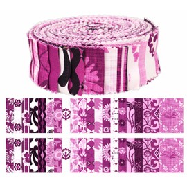 Soimoi 40Pcs Asian Block with Texture Print Cotton Precut Fabrics for Quilting Craft Strips 2.5x42 inches Jelly Roll - Purple