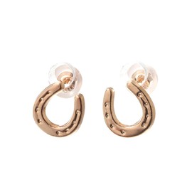 [Four Leaf Clover] 18 K Gold Horse Shoe Horseshoe Earrings K Ring Setting K Pink Gold Horseshoe Stud Earrings Women's Women with Warranty: MA521