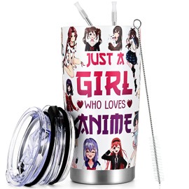 Qtencas - Regalos de anime para mujeres, Just A Girl Who Really Loves Anime Travel Tumbler, regalos de cumpleaños y Navidad para amantes del anime, niñas, hermanas, amigos, vasos de viaje de acero