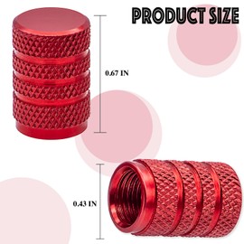 MEAJOO 8PCS Tire Valve Stem Caps, Dust Proof, Anodized Aluminum Universal Tire Valve Stem Covers for Cars, SUV, Trucks, Bikes, Motorcycles, Bicycles(Red)