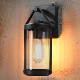 LONEDRUID Dusk Dawn Sensor Outdoor Wall Sconce Black Exterior Porch Lantern