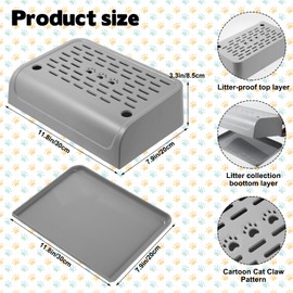 Cat Litter Box Ramp, Double Layered Self-Cleaning Cat Litter Box with Filter Function Trapper with Storage Filter Pedal Easy Clean Pedal Step Stool Anti Litter Tracking Gray