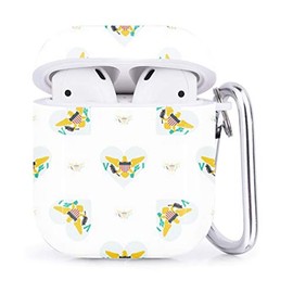 Compatible with Airpods 2 & 1 – Shockproof TPU Gel Portable Protection Soft Case Cover Skin with Carabiner Clip Keychain (Virgin Islands Us Flag Heart)