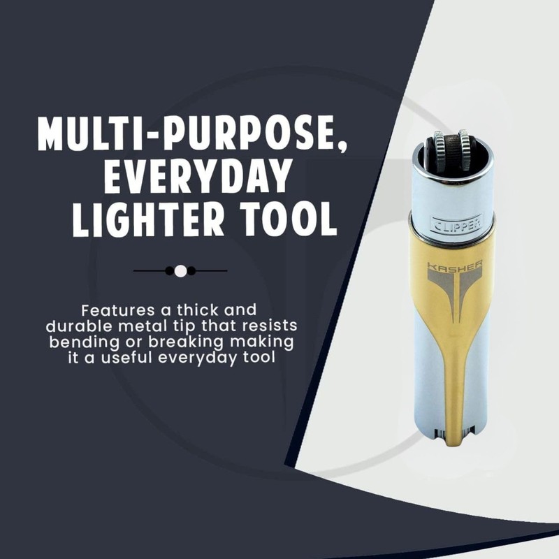 Kasher Metallic Lighter with Multipurpose Tool - A Stunning Combo
