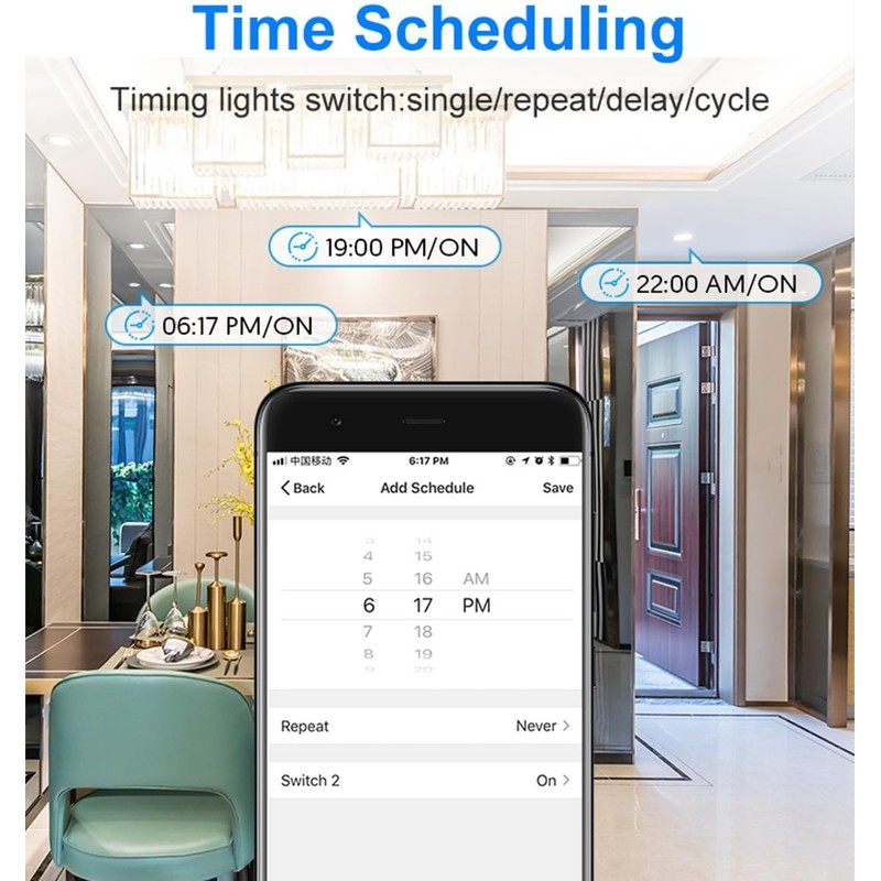 Nexete Smart Dual Light Switch, 2 in 1 Single Pole