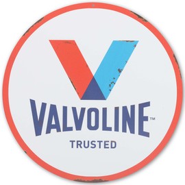 Valvoline Logo Round Metal Sign - Classic Valvoline Wall Decor for Man Cave, Garage or Shop