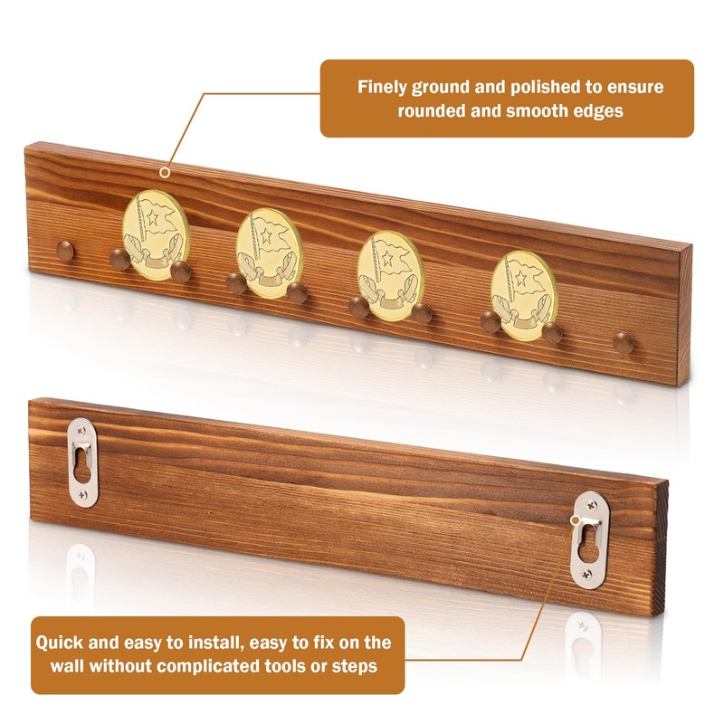 3 Pcs Wood Challenge Coin Holder with Brass Tone Metal