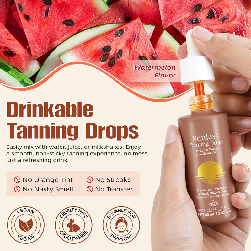 Tanning Drops To Drink,Drinkable Sunless Tanning Drops - Oral Drink