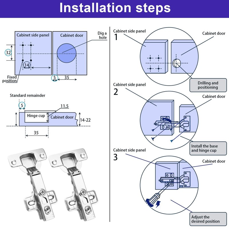 2pcs Soft Close Cabinet Hinge,Cupboard Door Hinges,110 Degree Full Overlay