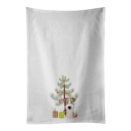 Caroline's Treasures BB1619WTKT Christmas Tree and Wire Haired Fox Terrier White Kitchen Towel Set of 2 Dish Towels, 19 X 25, Multicolor