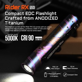 ACEBEAM Rider RX 700 High Lumens EDC AA Flashlight Rechargeable, Pocket LED Flashlight with Clip, Super Bright Mini Flash Light, 519A-V1 LED 90+ High CRI Small Flashlight for Camping, Emergency, Home