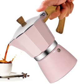 Vaolvpant 3 Cup Aluminum Moka Pot Classic Stovetop Espresso Coffee Maker 150ml 5oz Coffeemaker Percolator Mocha Pot Greca Coffee Maker Cafe Makers for Italian and Cuban Café Brewing Pink