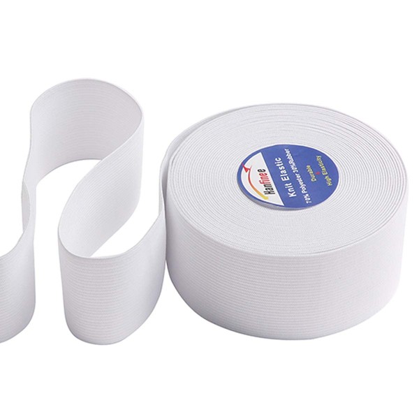 HANFINEE 2 Inch Wide Sew on Elastic Band Knitted Elastic