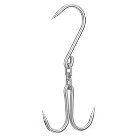 uxcell 12.8'' Double Meat Hooks, 0.39'' Thickness Stainless Steel Swivel Meat Hook for Hanging Drying Smoking Meat Products