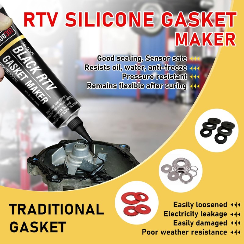 LOCBONDSO Black RTV Silicone Sealant, Silicone Gasket Maker, High Temp
