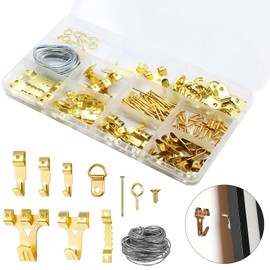 Picture Hanging Hooks, Set of 175, Wall Hooks, For Picture Frames, Hanging Hardware, Drywall Hooks, Sawtooth Hanging, Screws Included, Storage Case Included, Multifunctional, For Paintings, Photos