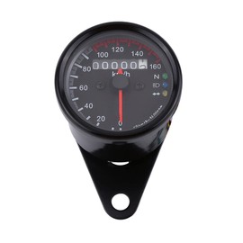 Speedometer, 1pc Universal LED Backlight Motorcycle Odometer Speedometer Gauge (Black-faced)