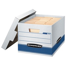 Bankers Box STOR/File Medium-Duty Storage Boxes, Quick Set-Up, Lift-Off Lid, Letter/Legal, 4 Pack (0078907), White