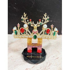Handmade Festive Holiday Crown, Christmas Headband, Gold Tiara Crown, Reindeer headpiece